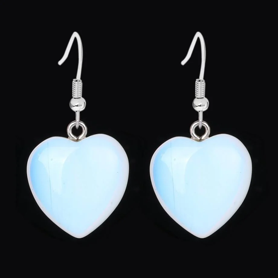 Natural Stones Heart Drop Earrings - Glova