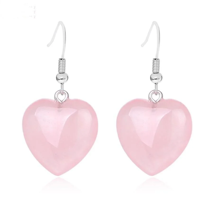 Natural Stones Heart Drop Earrings - Glova