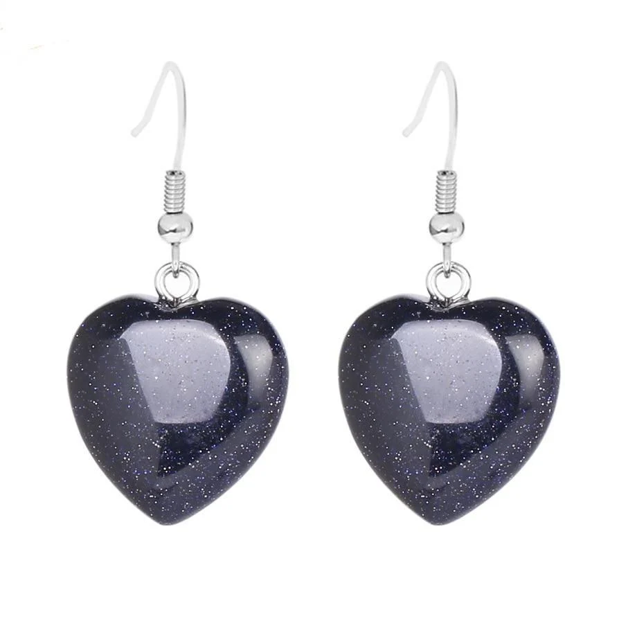 Natural Stones Heart Drop Earrings - Glova