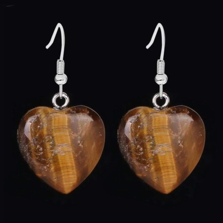 Natural Stones Heart Drop Earrings - Glova