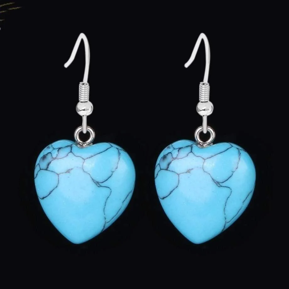 Natural Stones Heart Drop Earrings - Glova