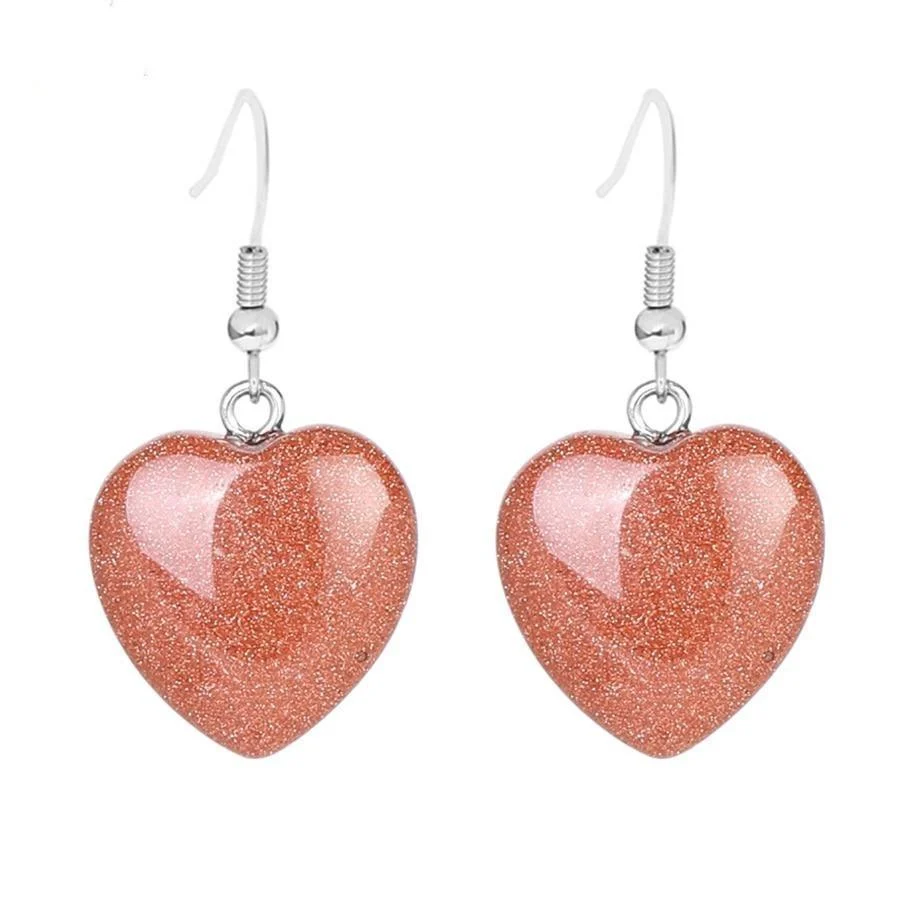 Natural Stones Heart Drop Earrings - Glova