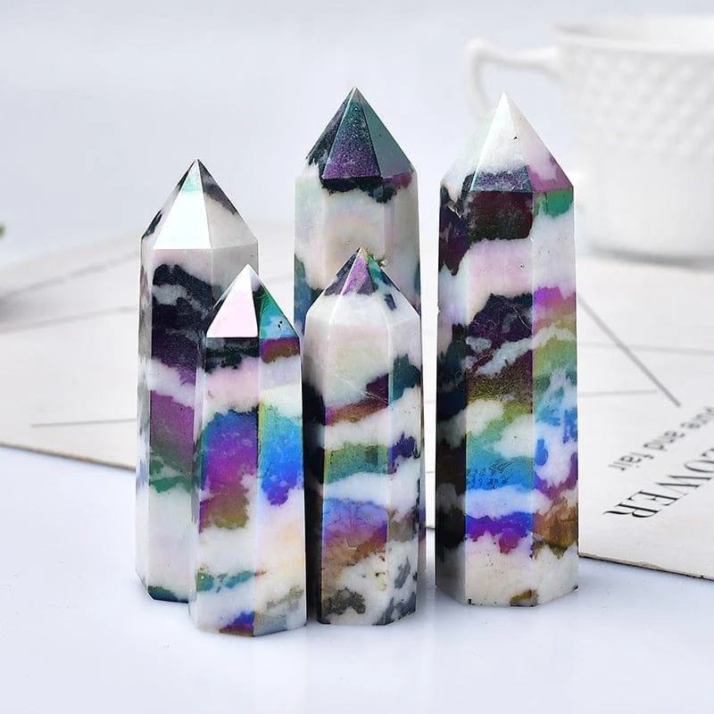 Natural Titanium Aura Crystal Tower - Glova