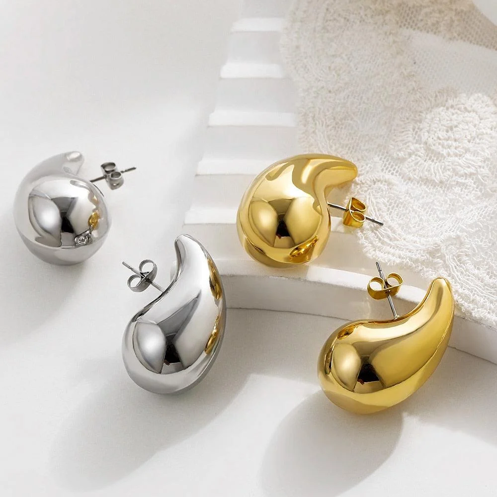 Tear Drop Bubble Earrings - Gold or Silver - Glova