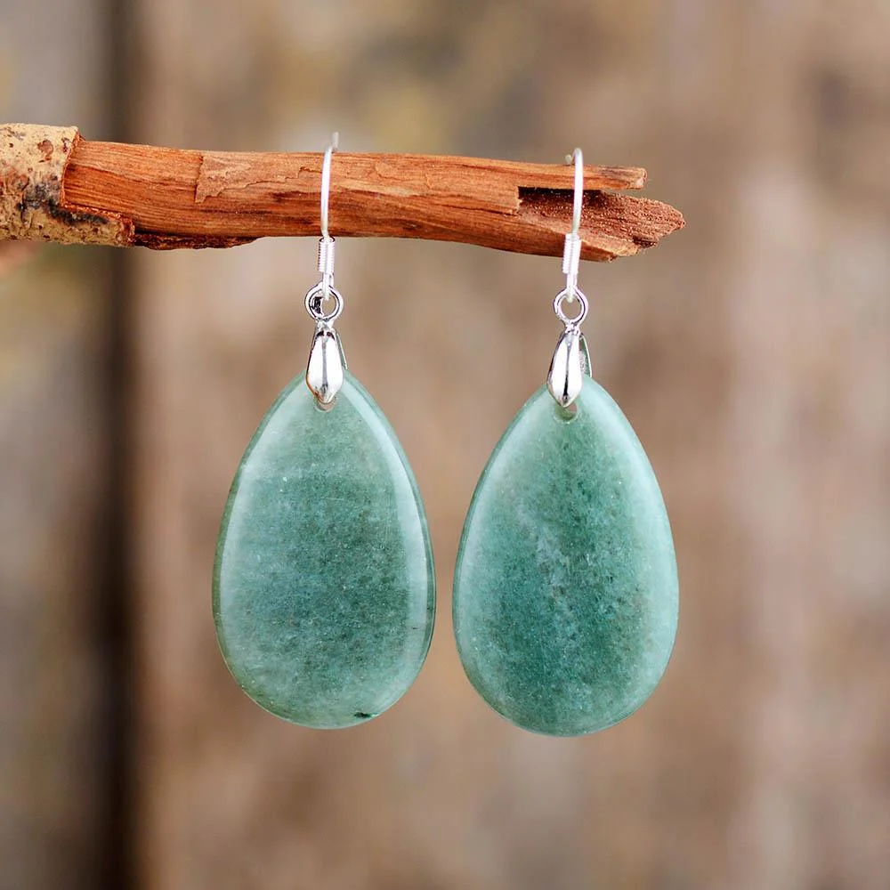 Teardrop Gemstone Dangle Earrings - Glova