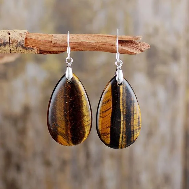 Teardrop Gemstone Dangle Earrings - Glova