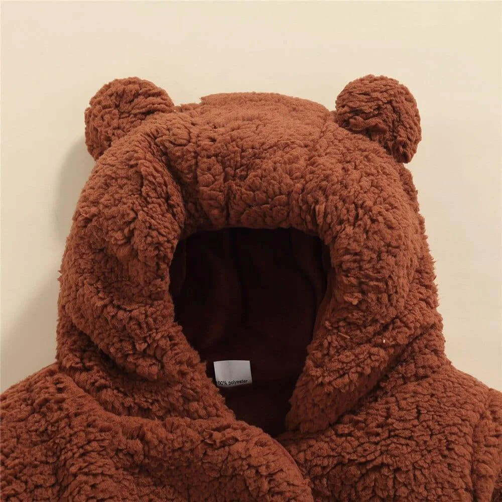 Teddy Bear Baby Velvet Hooded Coat - Glova