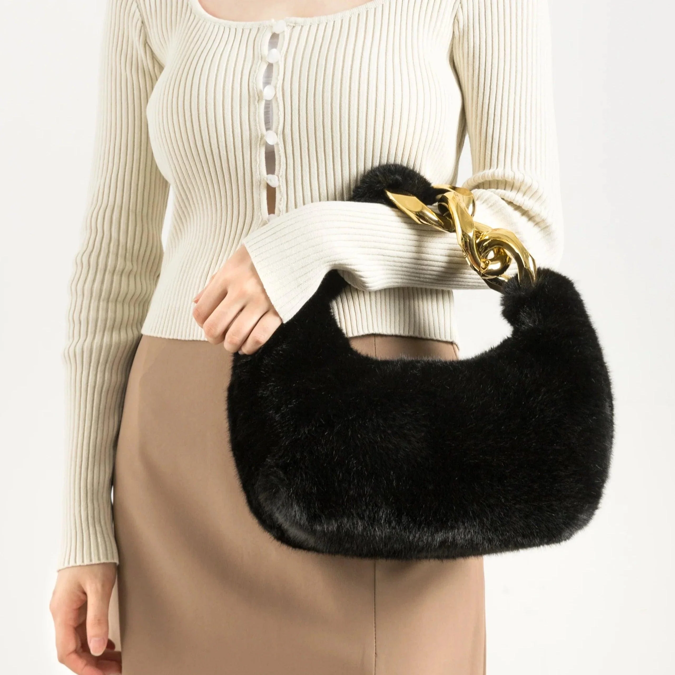 Telma Faux Fur Half Moon Mini Bag - Glova