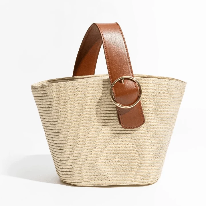 Terra Single Handle Bucket Straw Mini Tote - Glova