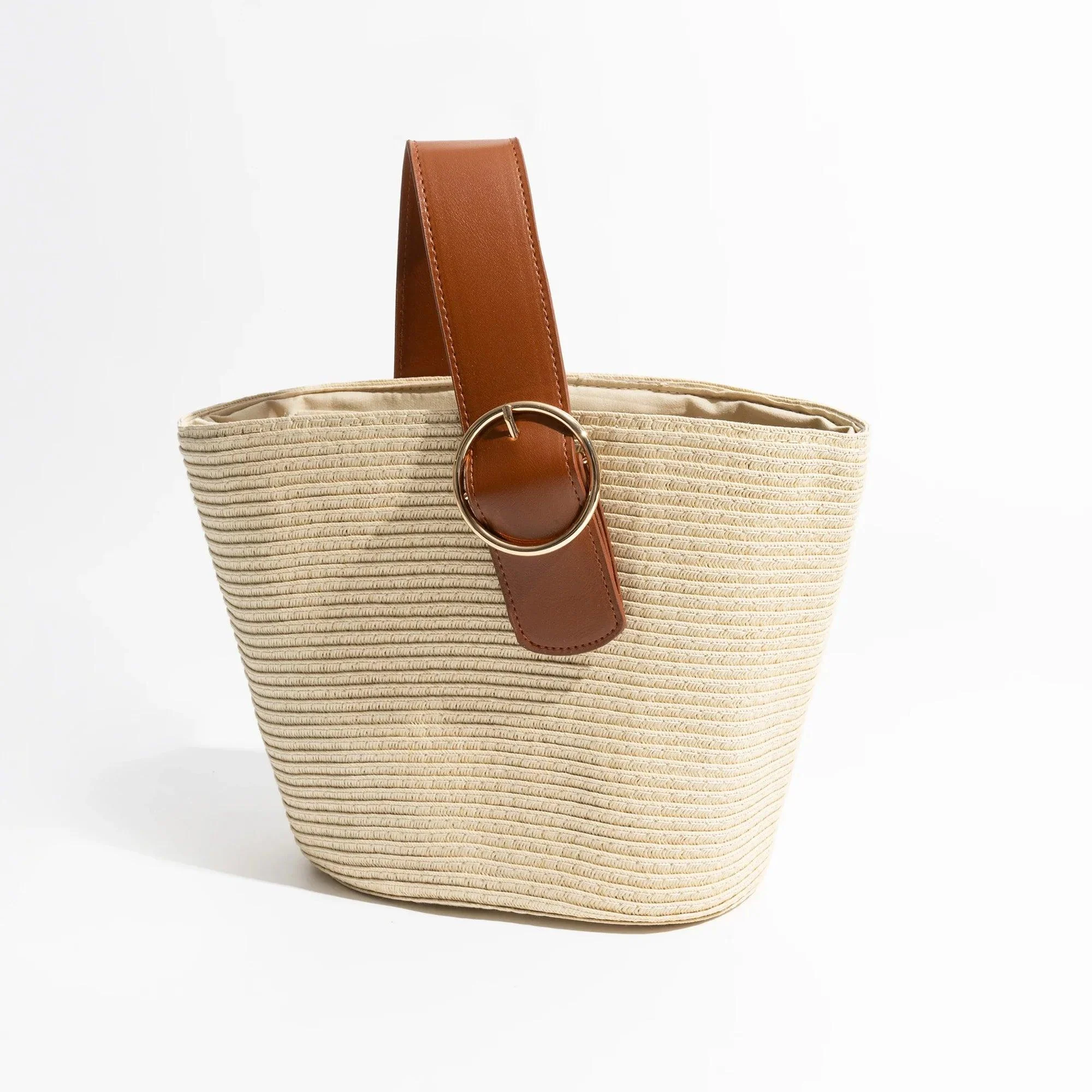 Terra Single Handle Bucket Straw Mini Tote - Glova