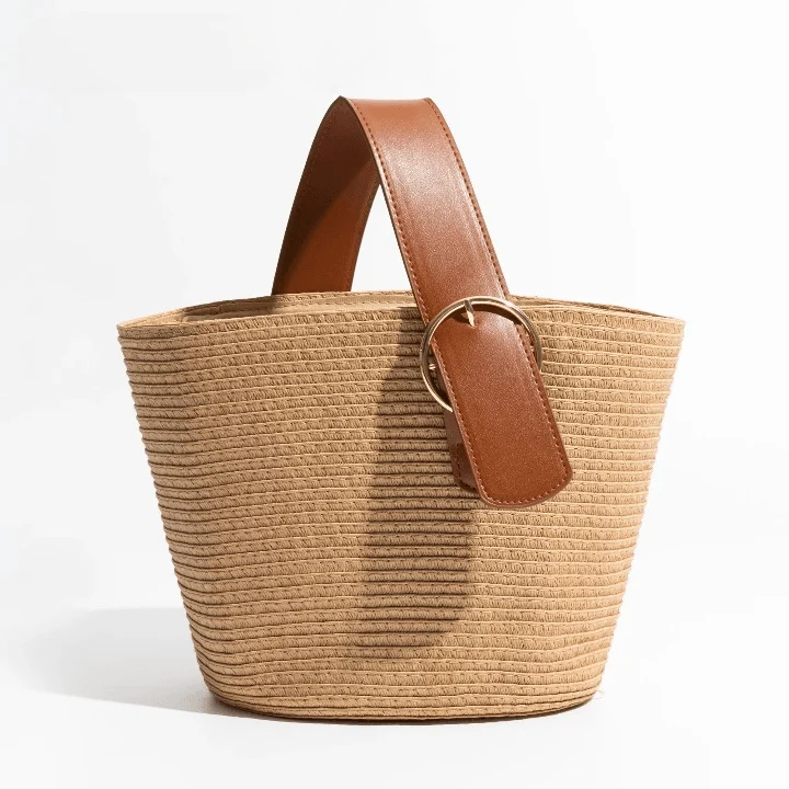 Terra Single Handle Bucket Straw Mini Tote - Glova