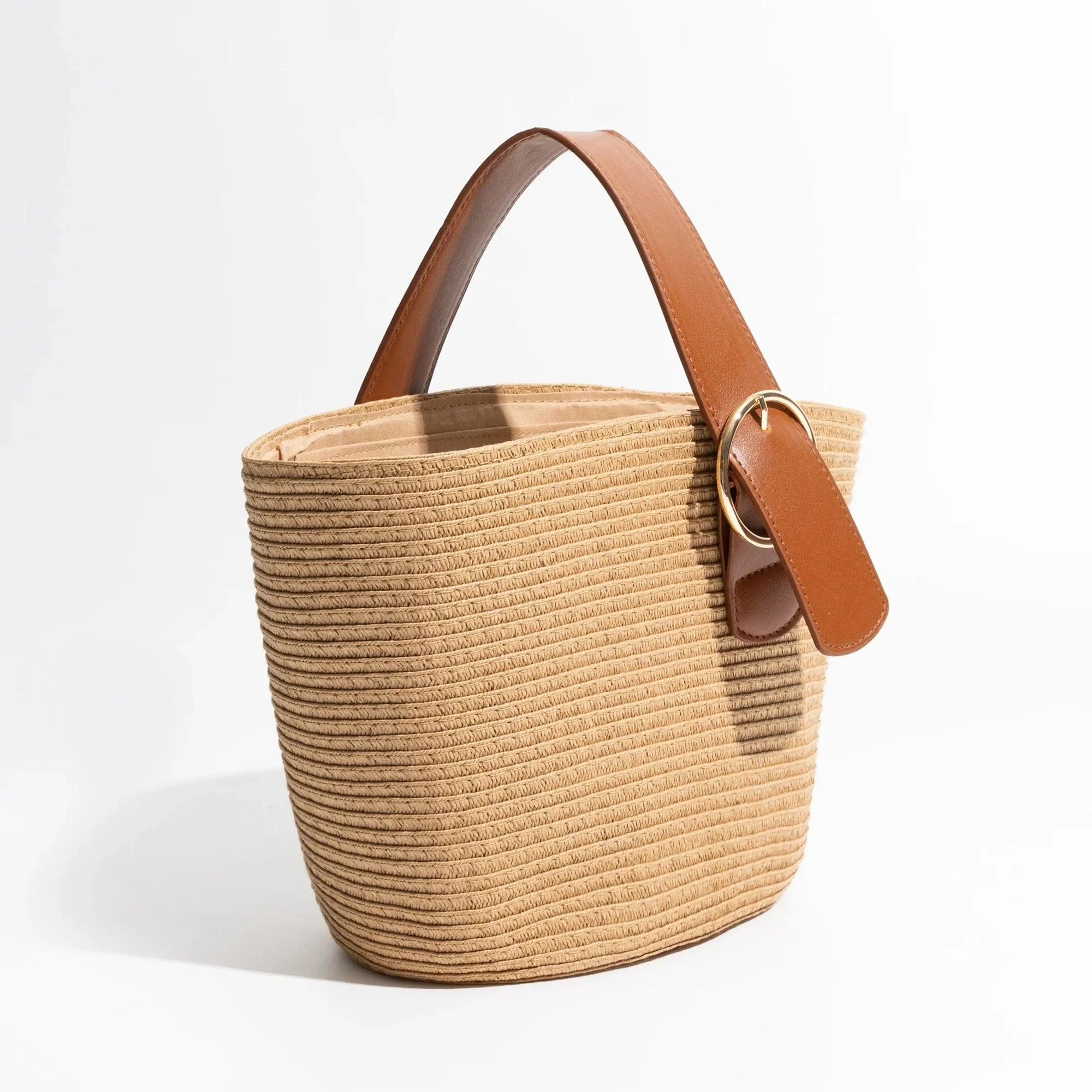 Terra Single Handle Bucket Straw Mini Tote - Glova