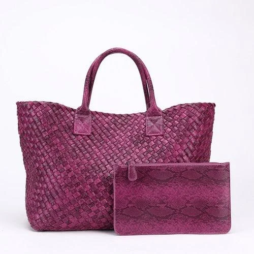 Tezza Serpentine Print Woven Tote Bag - 7 Colors - Glova