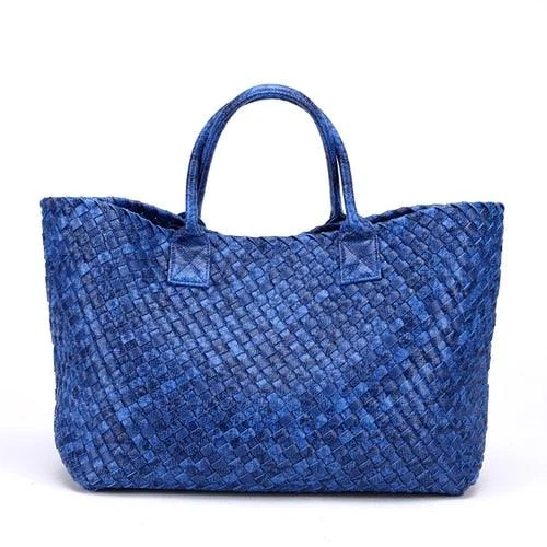 Tezza Serpentine Print Woven Tote Bag - 7 Colors - Glova