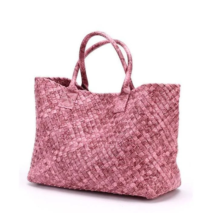 Tezza Serpentine Print Woven Tote Bag - 7 Colors - Glova