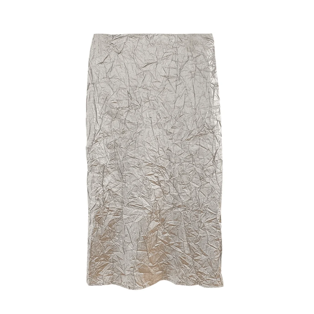 Thelma Crinkle Silver Metallic Skirt - Glova