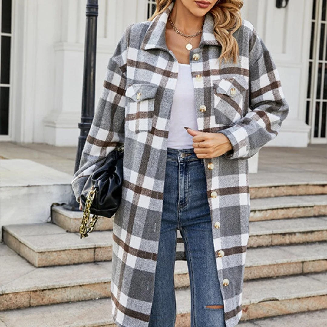 Theodora Long Plaid Shacket - Glova