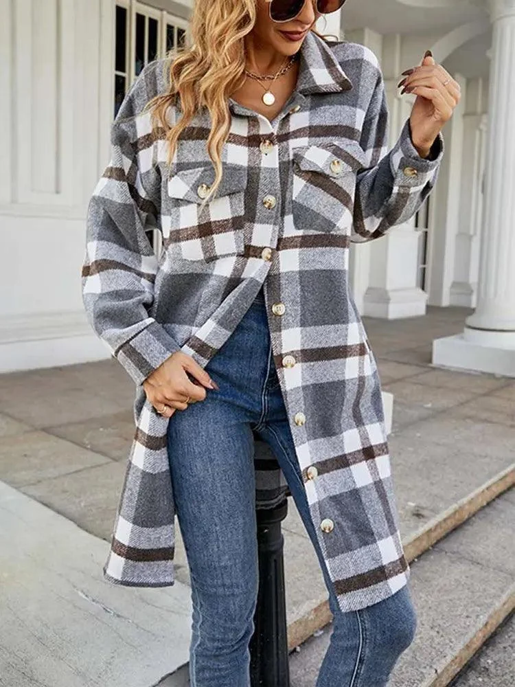 Theodora Long Plaid Shacket - Glova