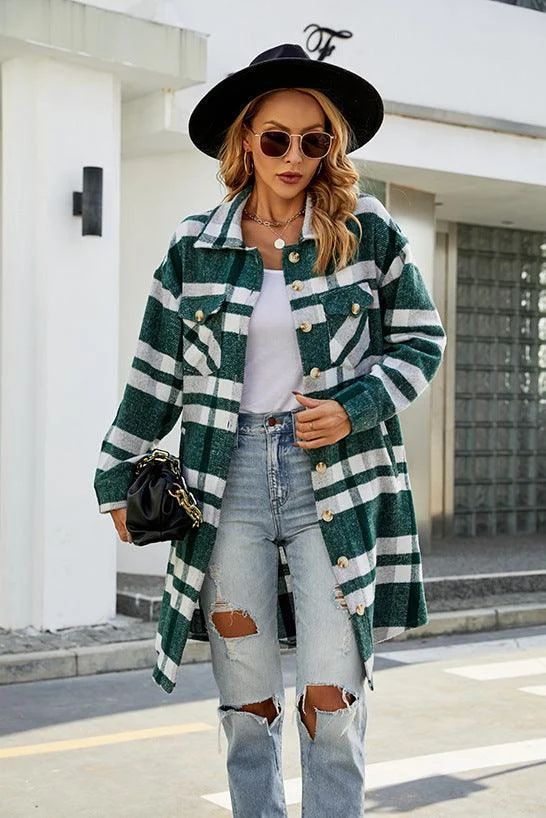 Theodora Long Plaid Shacket - Glova