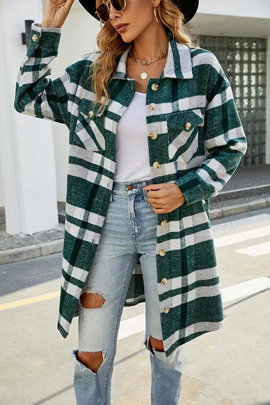 Theodora Long Plaid Shacket - Glova