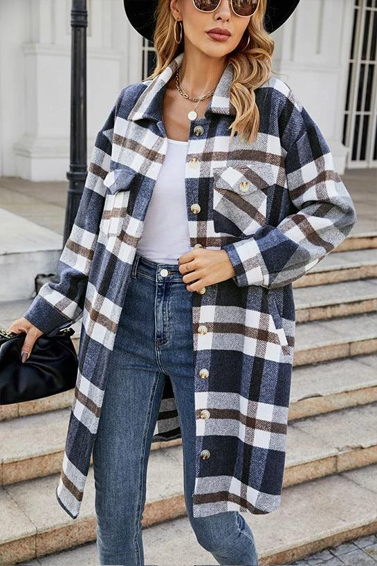 Theodora Long Plaid Shacket - Glova