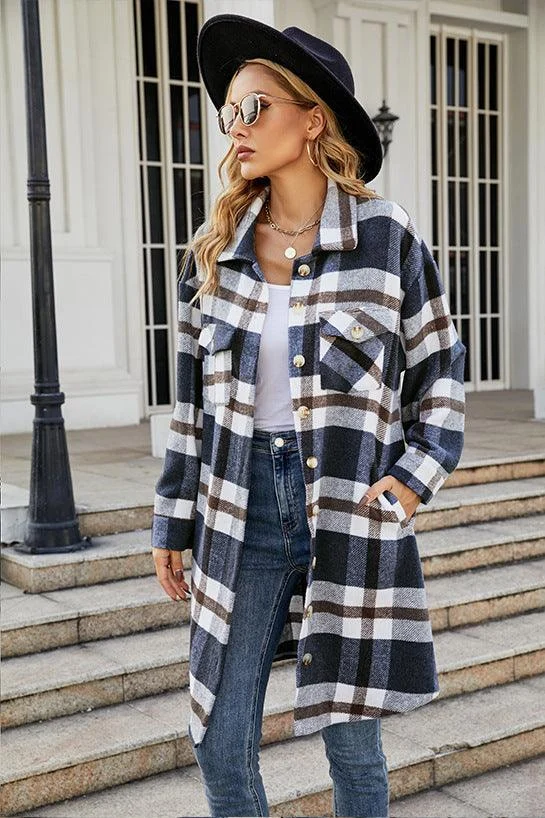 Theodora Long Plaid Shacket - Glova