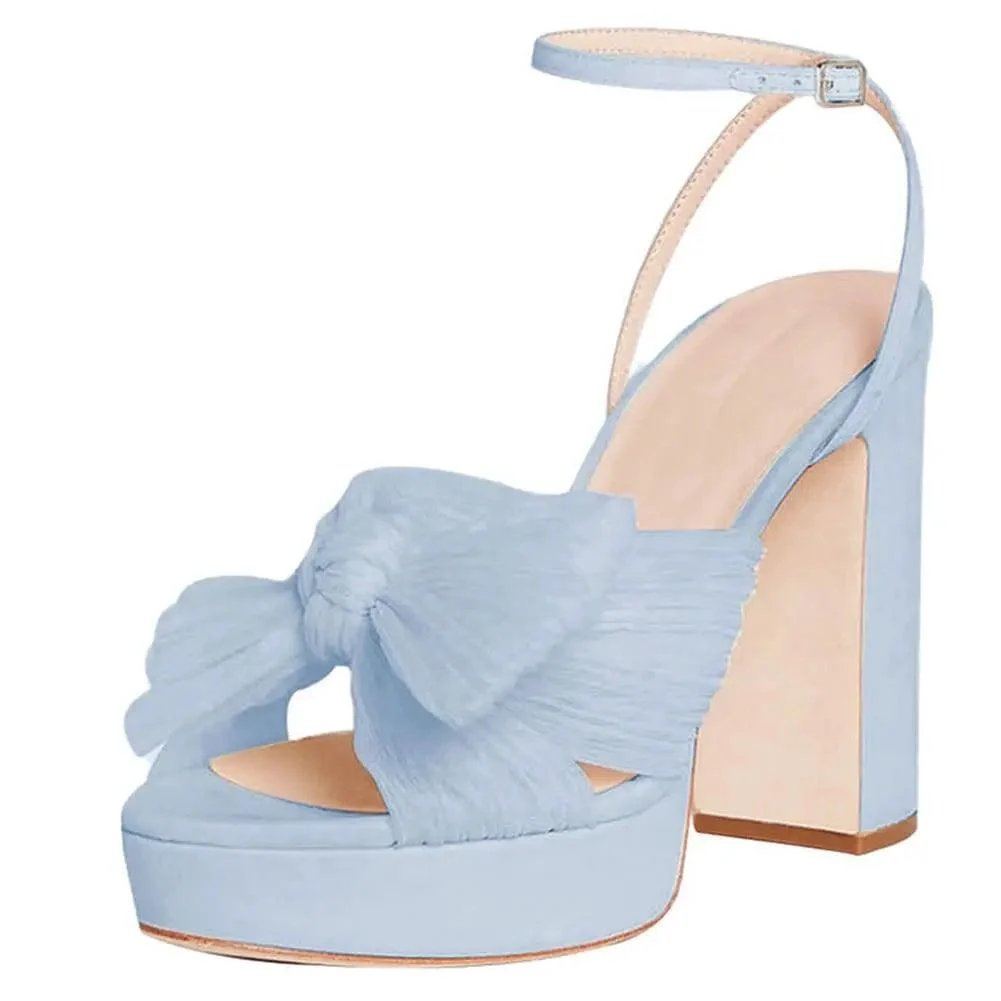 Thick High Heel Bow Platform Sandals - Glova