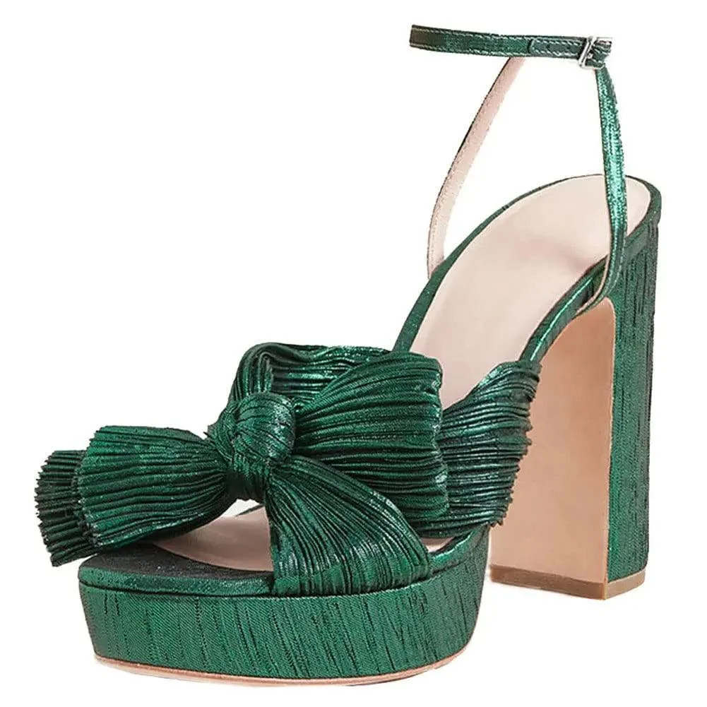 Thick High Heel Bow Platform Sandals - Glova