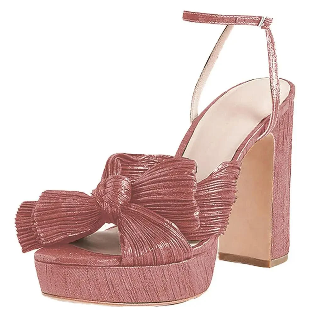 Thick High Heel Bow Platform Sandals - Glova