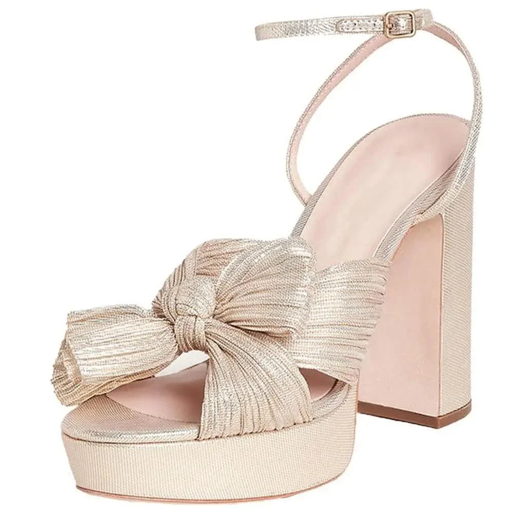 Thick High Heel Bow Platform Sandals - Glova