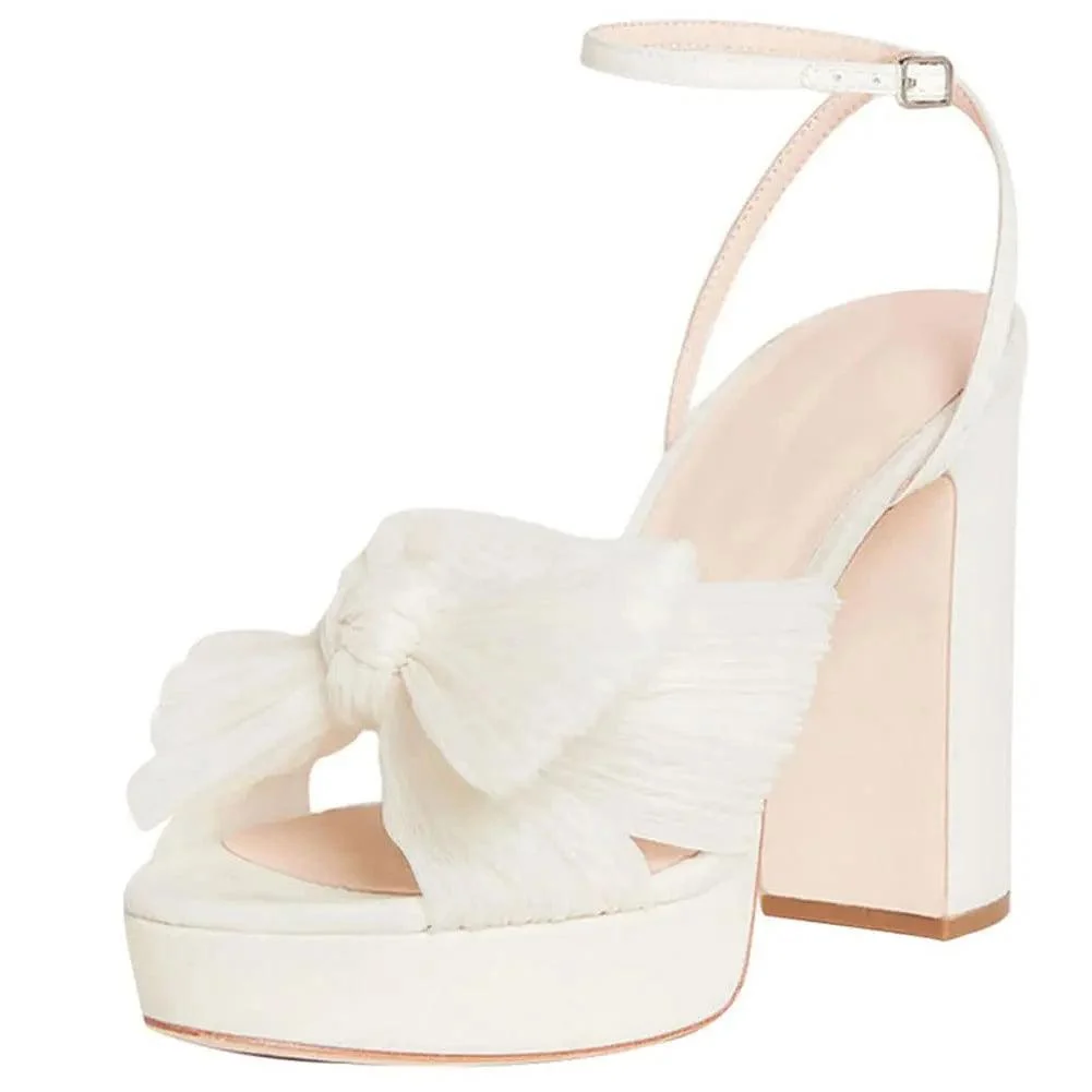 Thick High Heel Bow Platform Sandals - Glova