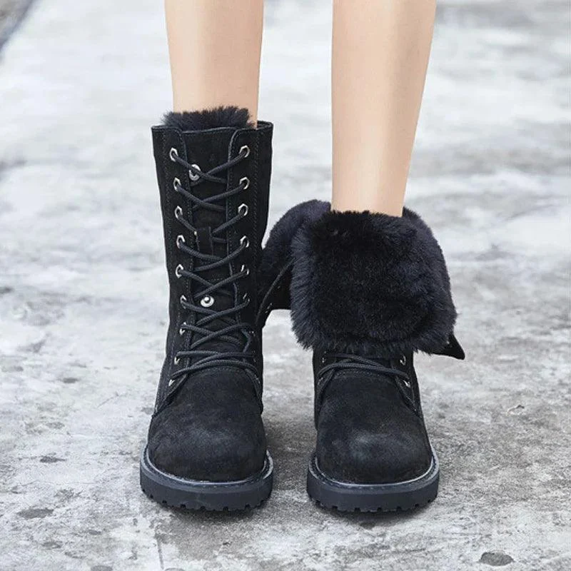 Thicken Fur Snow Boots Suede High Top Non-slip Boots - Glova