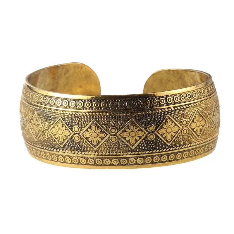 Tibetan Gold Boho Cuff Bracelet (6 Designs) - Glova