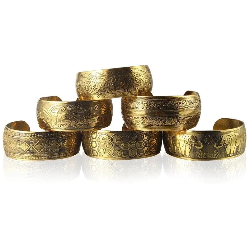 Tibetan Gold Boho Cuff Bracelet (6 Designs) - Glova