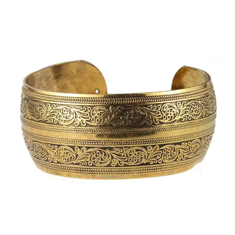 Tibetan Gold Boho Cuff Bracelet (6 Designs) - Glova