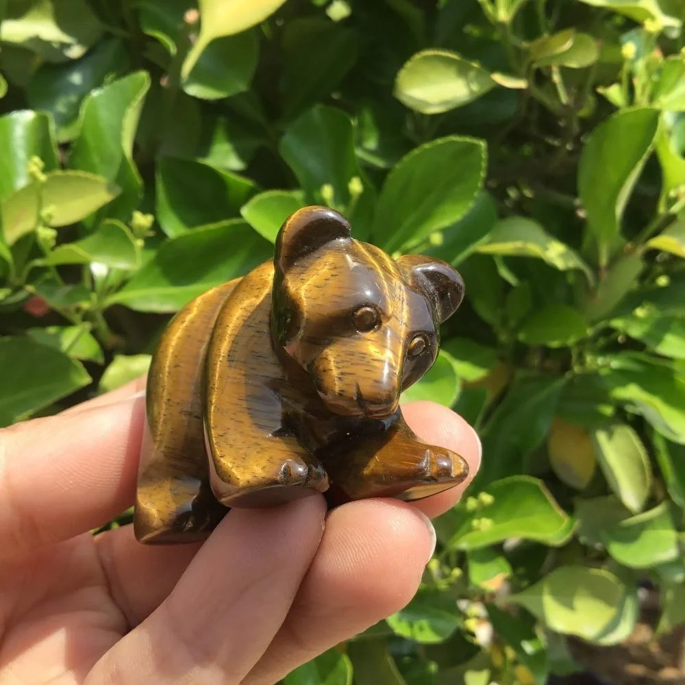 Tiger's Eye Carved Crystal Bear - Glova