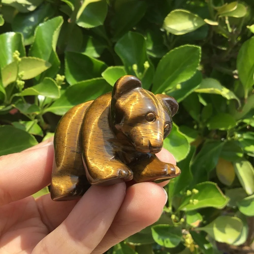 Tiger's Eye Carved Crystal Bear - Glova